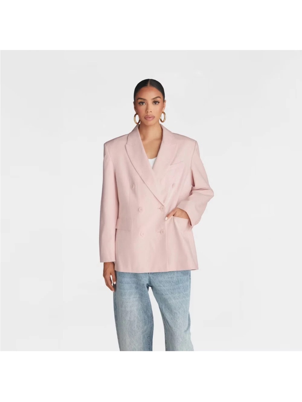 KBB by KAHLANA Women's 'The David Blazer' - Light Pink L